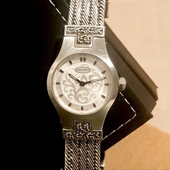 LOIS HILL Sterling Silver Watch Swiss Movement Woven Bracelet Band - Picture 6 of 13